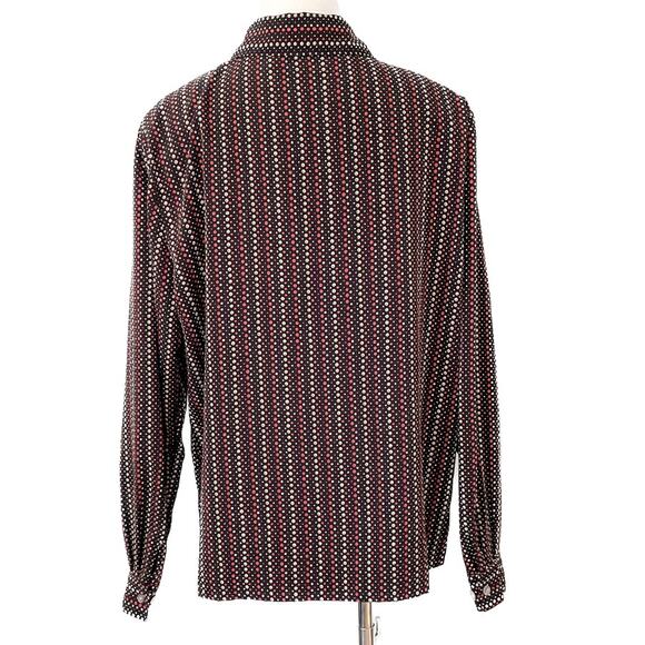 Vintage Liz Baker dotted striped padded shoulder button-down blouse size 16 XL - Picture 4 of 8